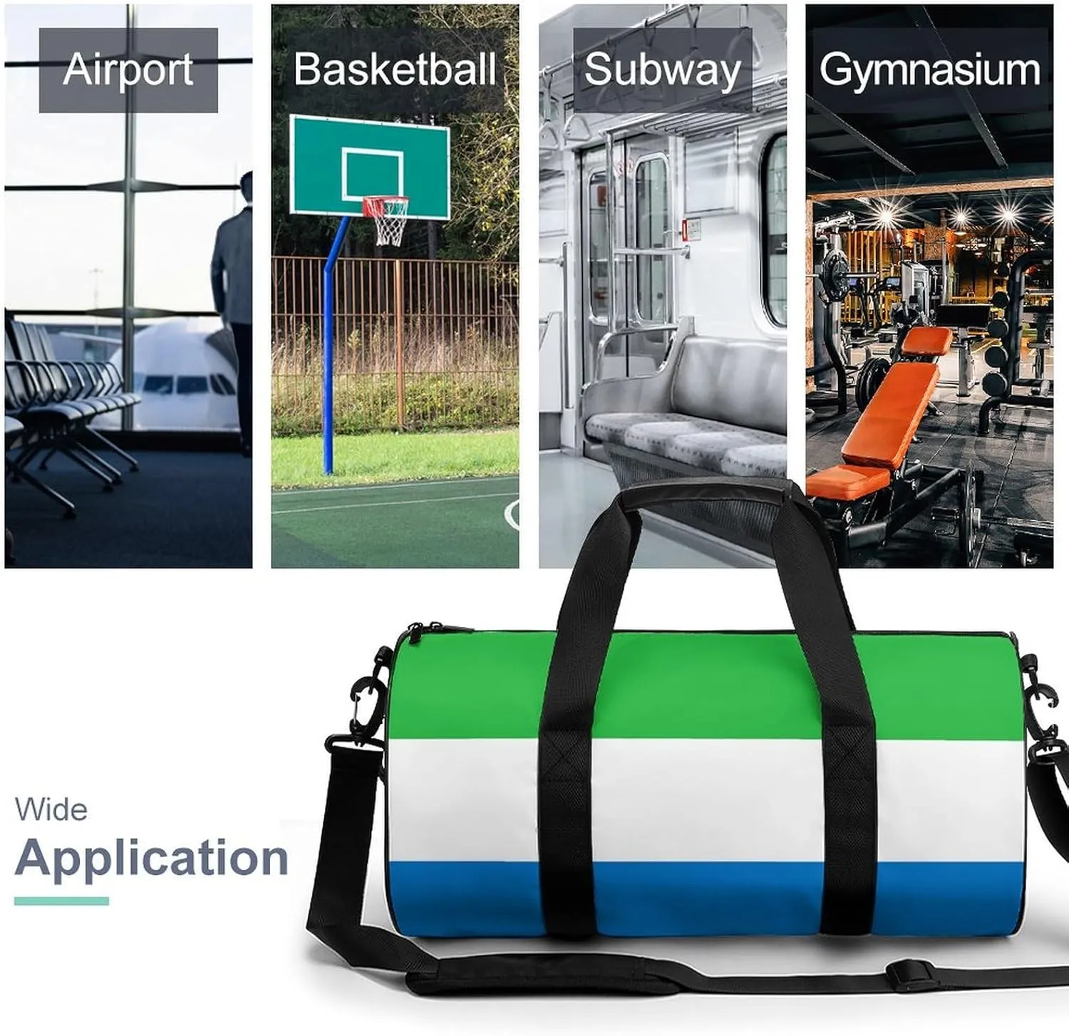 Sierra Leone Flag Gym Bag for Men Women with Dry Wet Separation Sports Travel Duffel
