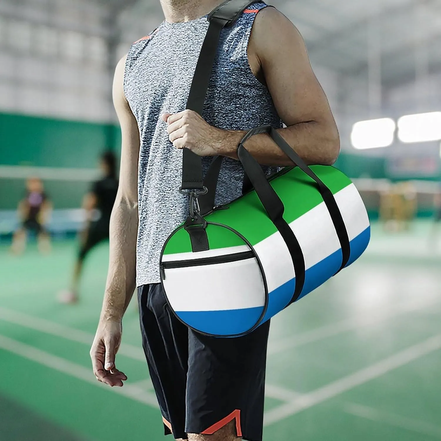 Sierra Leone Flag Gym Bag for Men Women with Dry Wet Separation Sports Travel Duffel