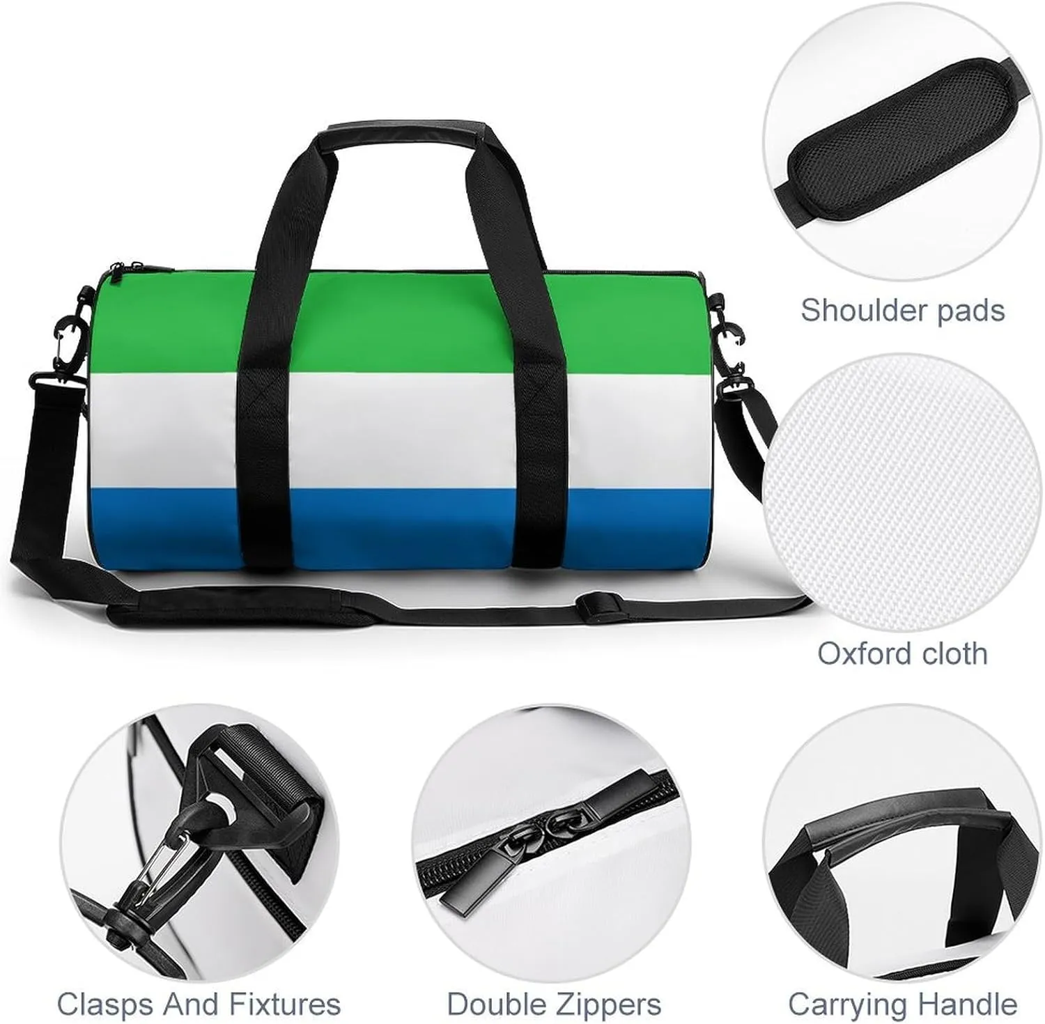 Sierra Leone Flag Gym Bag for Men Women with Dry Wet Separation Sports Travel Duffel
