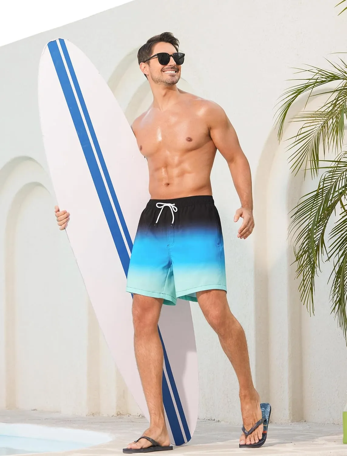 SILKWORLD Mens Swimming Trunks with Compression Liner Quick Dry 5 inch Swim Shorts with Zipper Pockets