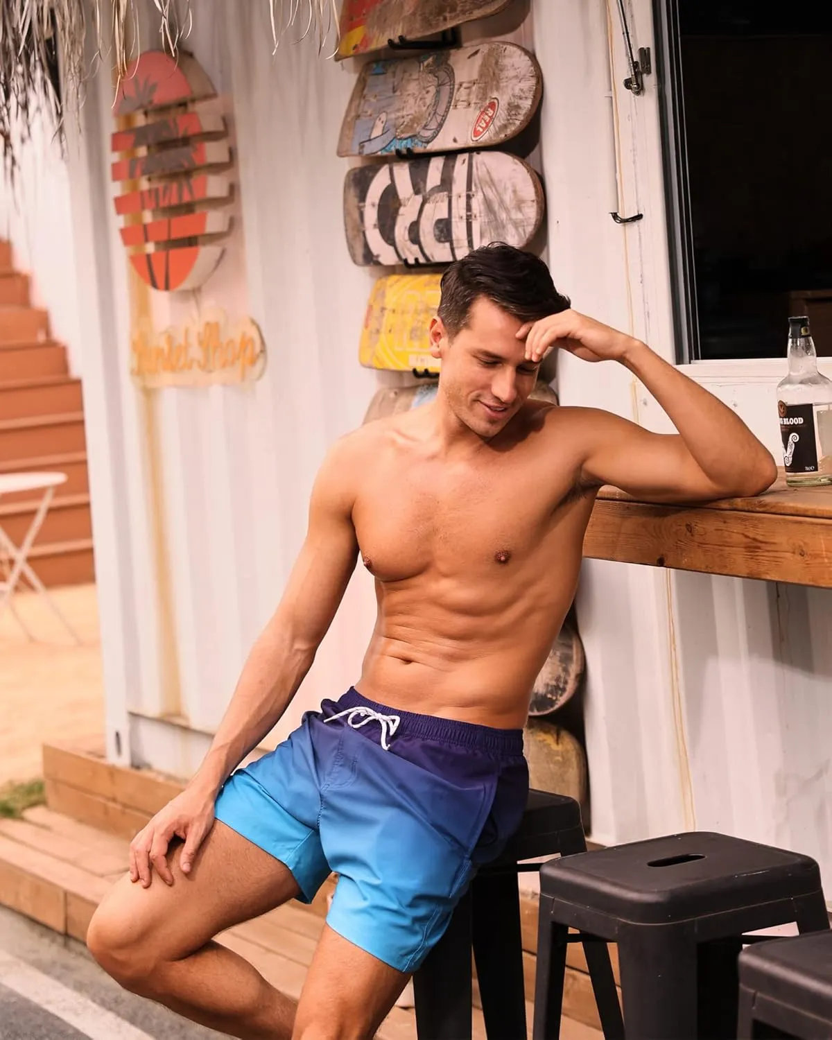 SILKWORLD Mens Swimming Trunks with Compression Liner Quick Dry 5 inch Swim Shorts with Zipper Pockets