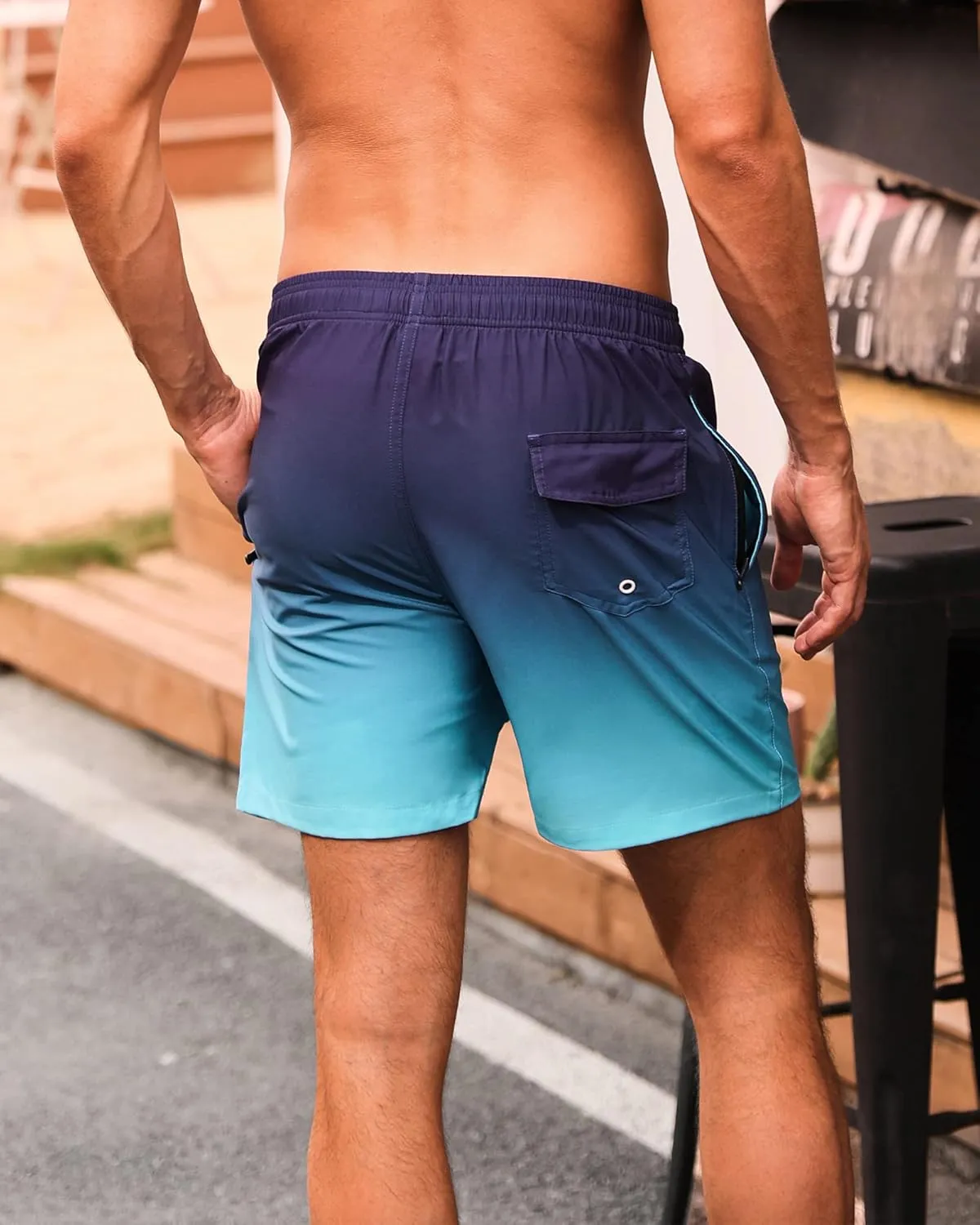SILKWORLD Mens Swimming Trunks with Compression Liner Quick Dry 5 inch Swim Shorts with Zipper Pockets