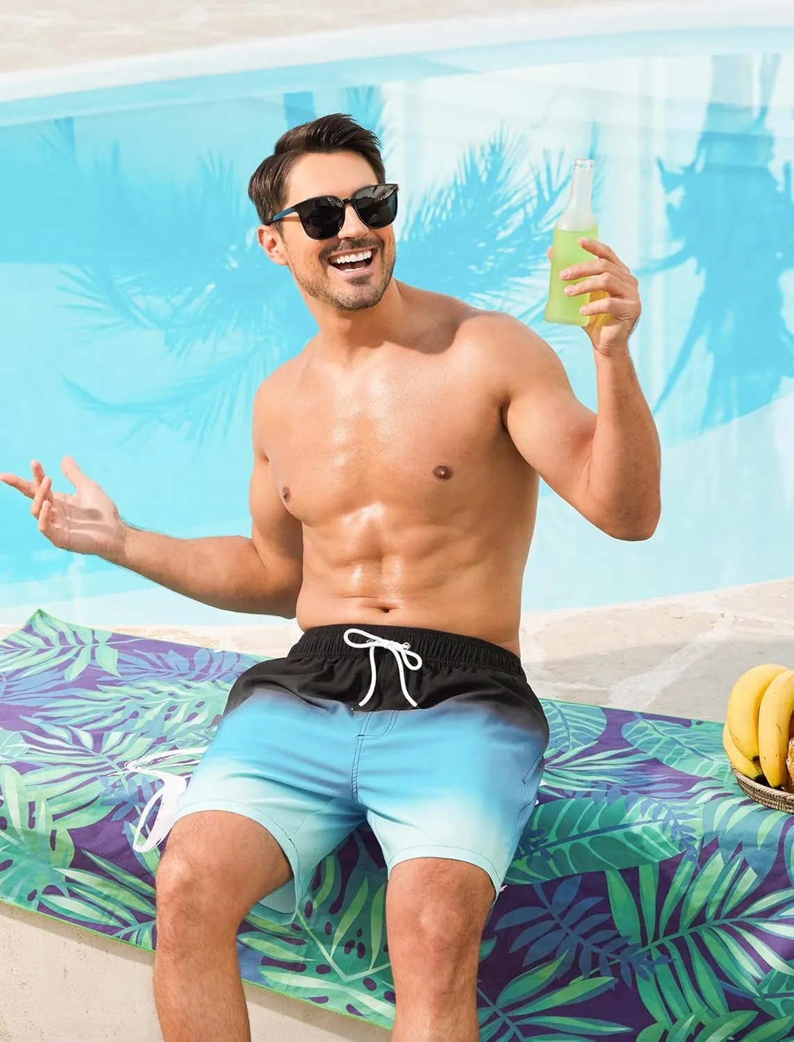 SILKWORLD Mens Swimming Trunks with Compression Liner Quick Dry 5 inch Swim Shorts with Zipper Pockets