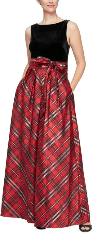S.L. Fashions Women's Long Satin Mother of The Bride Dress with Pockets, Formal Party Gown (Petite and Regular Sizes)