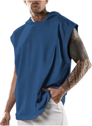 Sleeveless Hoodies for Men Quick Dry Cut Off Shirts Gym Workout Hooded Tank Tops Athletic Muscle Shirt Active Wear 2025
