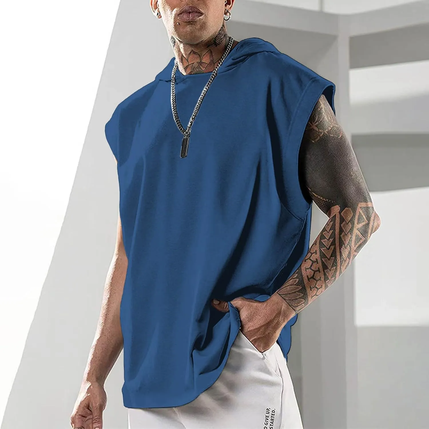 Sleeveless Hoodies for Men Quick Dry Cut Off Shirts Gym Workout Hooded Tank Tops Athletic Muscle Shirt Active Wear 2025