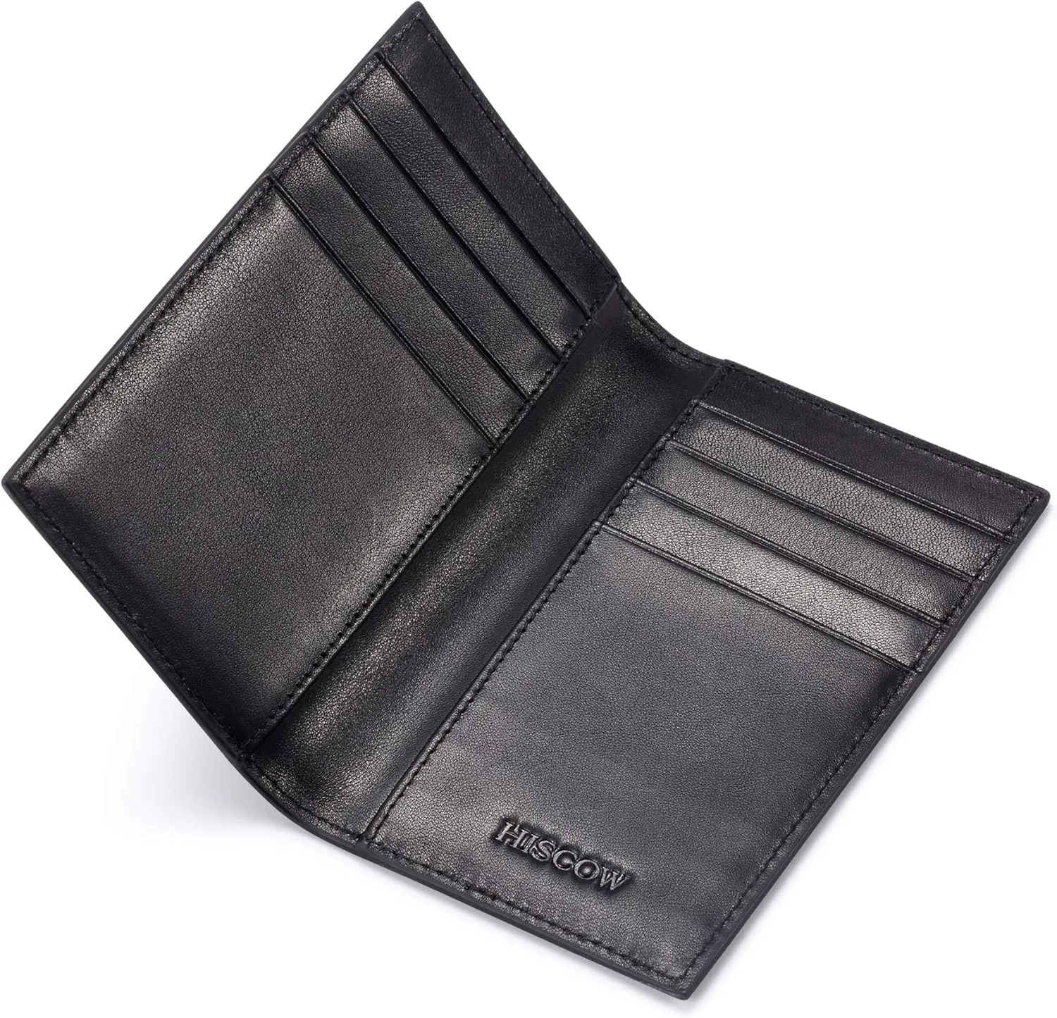 Slim Leather Credit Card Holder for Men & Women 8cc, Italian Calfskin (Black)