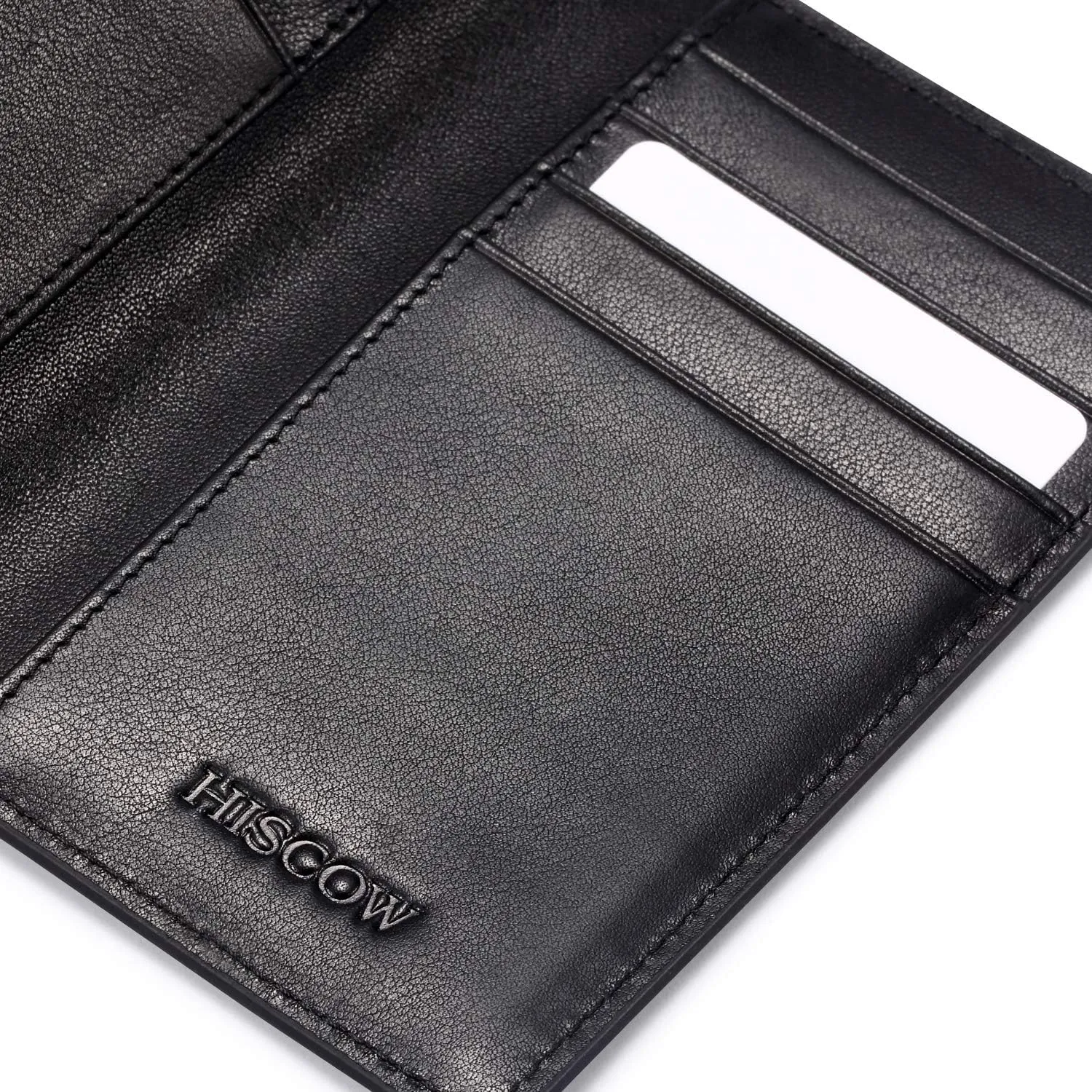 Slim Leather Credit Card Holder for Men & Women 8cc, Italian Calfskin (Black)