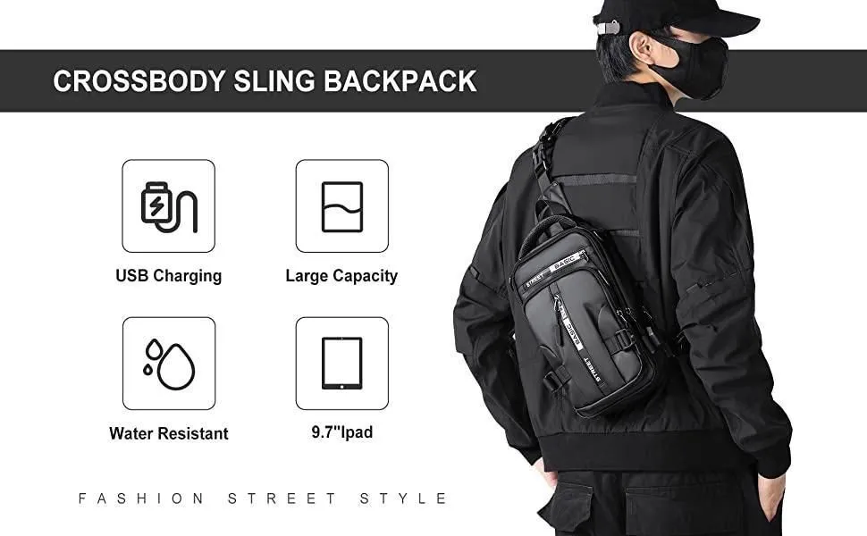 Sling Bag with USB Charging Port – Waterproof & Travel-Friendly