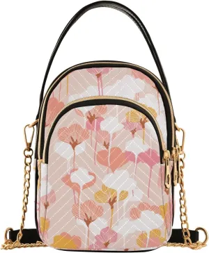 Small Crossbody Bags Abstract Floral Shoulder Bag for Women Quilted Wave Cross Body Bag