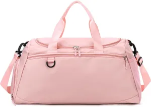 Small Gym Bag for Wemon Men, Workout Sport Bag with Shop Compartment and Wet Pocket,Weekender Overnight Bag for Travel (Pink)