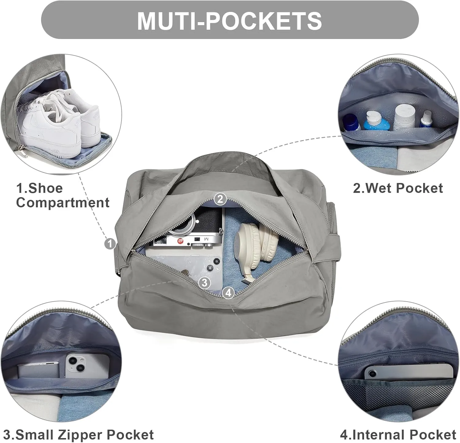 Small Gym Bag for Women Lightweight Carry on Gym Tote Bag, Workout Sport Duffle Bag with Shoe Compartment,Crossbody Shoulder Travel Bag for Swim, Yoge, Dance