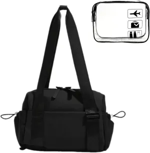 Small Gym Bag for Women, Mini Crossbody Gym Duffle Bag with Wet Compartment, Carry on Gym Tote Bag for Workout Dance Sport Trave (black)