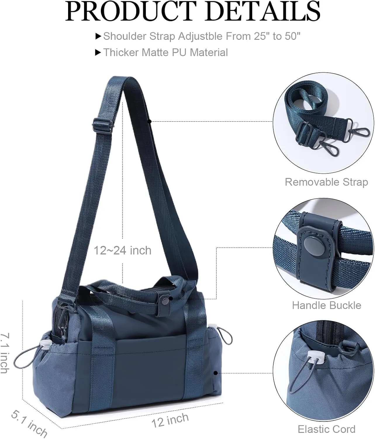 Small Gym Bag for Women, Mini Crossbody Gym Duffle Bag with Wet Compartment, Carry on Gym Tote Bag for Workout Dance Sport Travel (Blue)