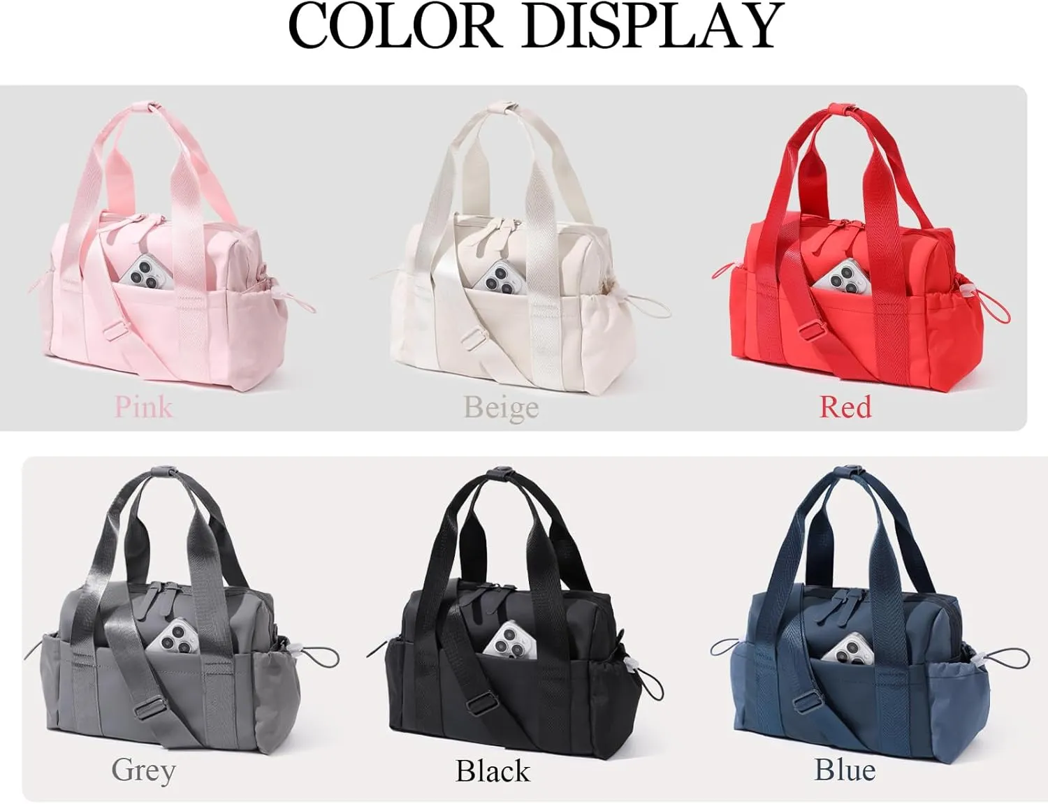 Small Gym Bag for Women, Mini Crossbody Gym Duffle Bag with Wet Compartment, Carry on Gym Tote Bag for Workout Dance Sport Travel (Grey)