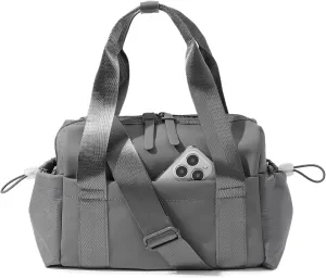 Small Gym Bag for Women, Mini Crossbody Gym Duffle Bag with Wet Compartment, Carry on Gym Tote Bag for Workout Dance Sport Travel (Grey)