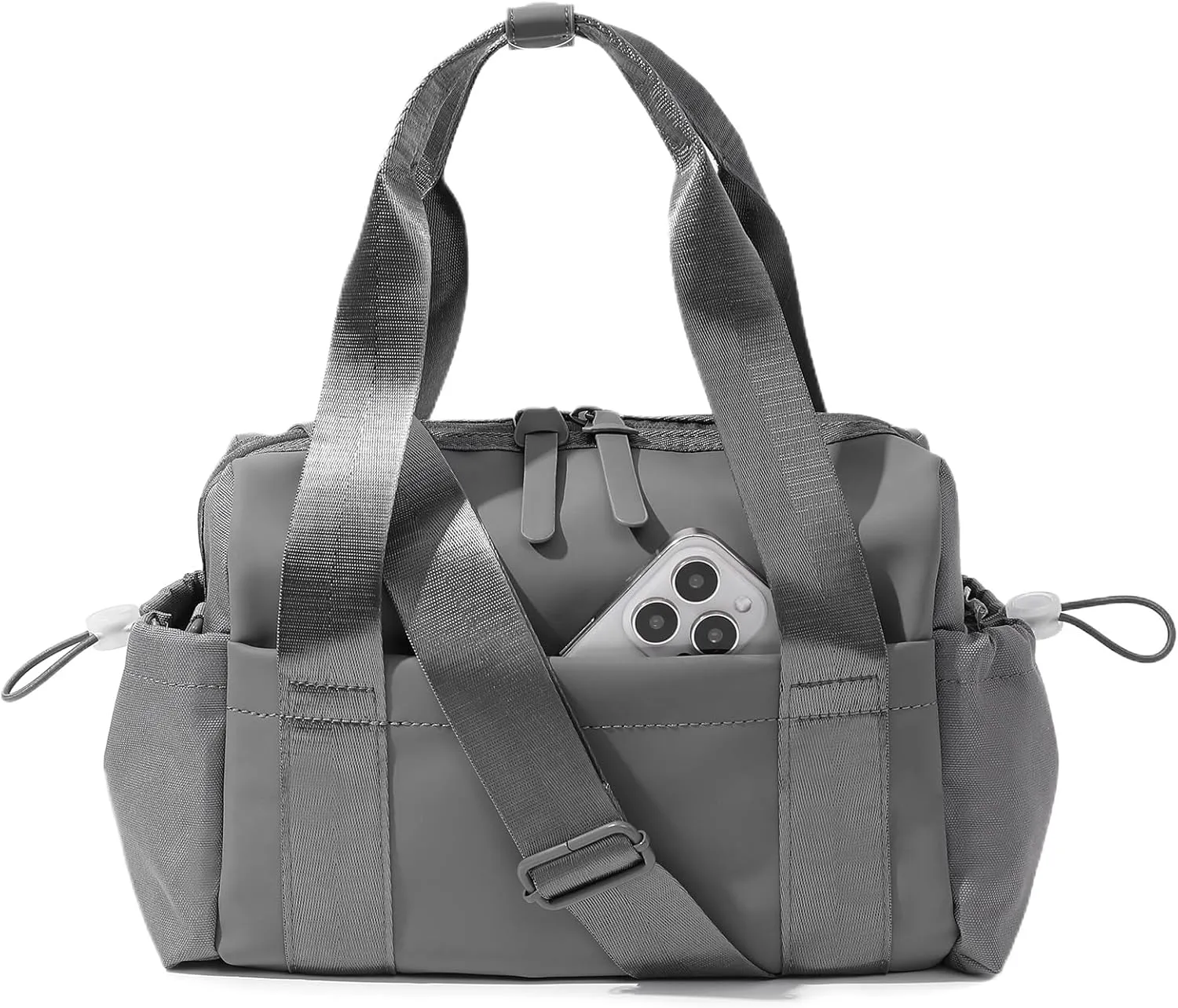 Small Gym Bag for Women, Mini Crossbody Gym Duffle Bag with Wet Compartment, Carry on Gym Tote Bag for Workout Dance Sport Travel (Grey)