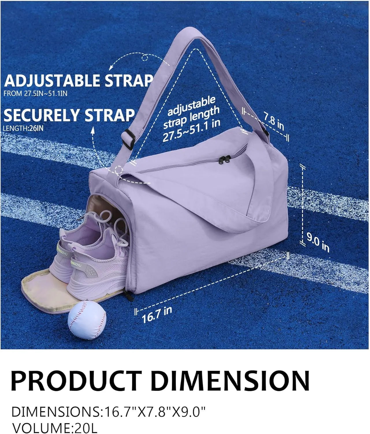 Small Gym Bag for Women with Shoes Compartment, Stylish Duffle Travel Bag for Plane, Lightweight Duffle Bag for Women & Men, Sport Gym Tote Bag with Wet Pocket for Yoga, Pilates, Swimming