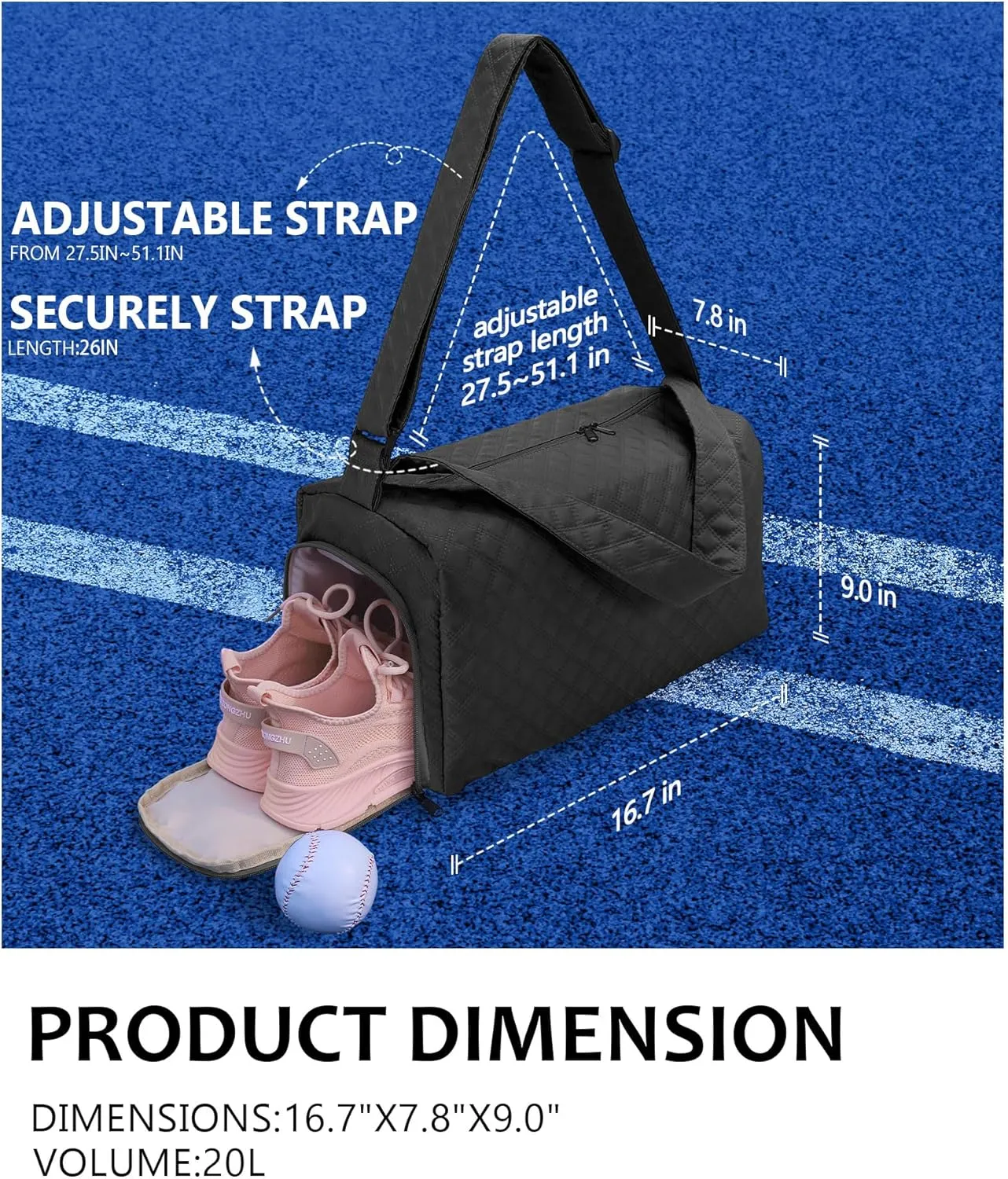 Small Gym Bag for Women with Shoes Compartment, Stylish Duffle Travel Bag for Plane, Lightweight Duffle Bag for Women & Men, Sport Gym Tote Bag with Wet Pocket for Yoga, Pilates, Swimming