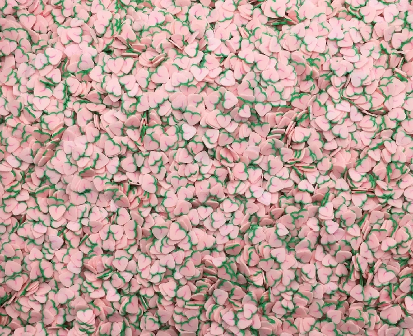 Small Pink Peach Polymer Clay Slices, Miniature Faux Fruit Sprinkles for Nail Art, Crafts, Fake Bake, Slime, Decoden (30 gram bag)