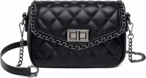 Small Quilted Crossbody Purse for Women Trendy Soft Vegan Leather Shoulder Wallet Purse Chain Cross Body Flap Bag