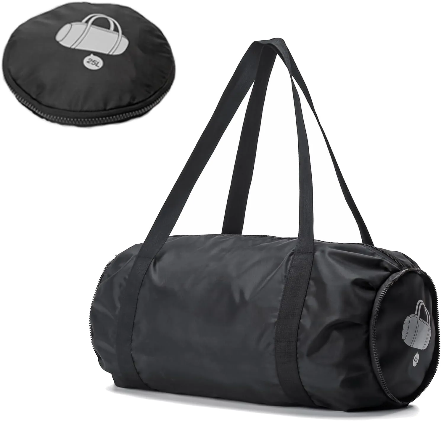 Small Sport Gym Bag for Adults, 25L Waterproof Duffle Bag with Wet and Dry Compartment Foldable Gym Tote Bag for Workouts, Sports, Travel (Black)