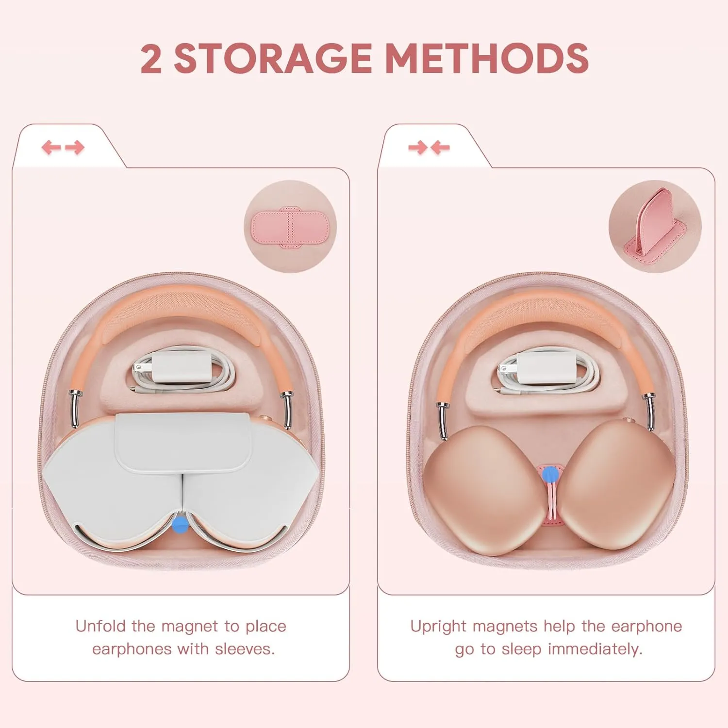 Smart Case for AirPods Max Headphones Supports Sleep Mode, with AirPods Max Silicone Case Cover Anti-Scratch Accessories, Portable Hard Organizer
