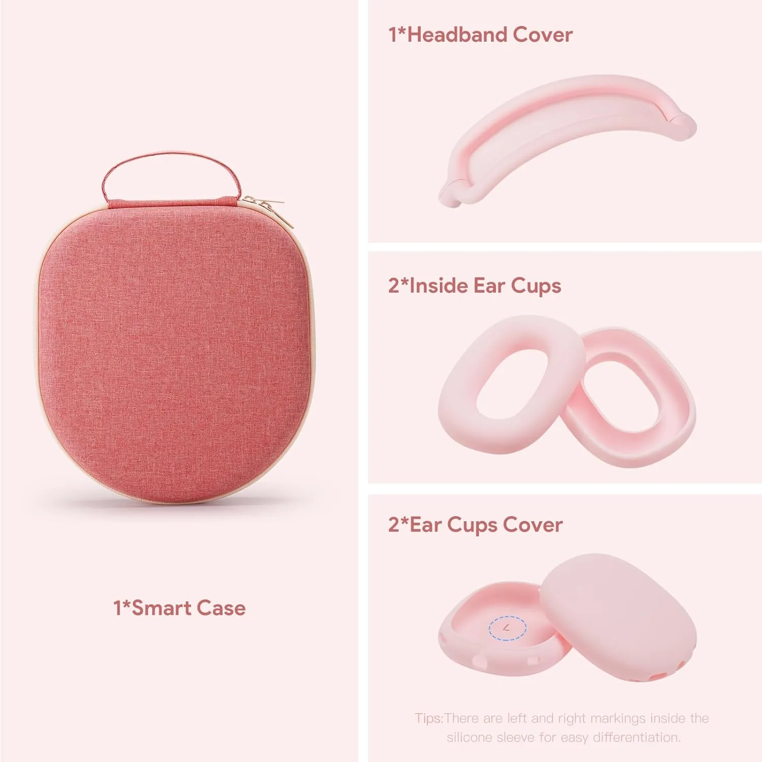 Smart Case for AirPods Max Headphones Supports Sleep Mode, with AirPods Max Silicone Case Cover Anti-Scratch Accessories, Portable Hard Organizer
