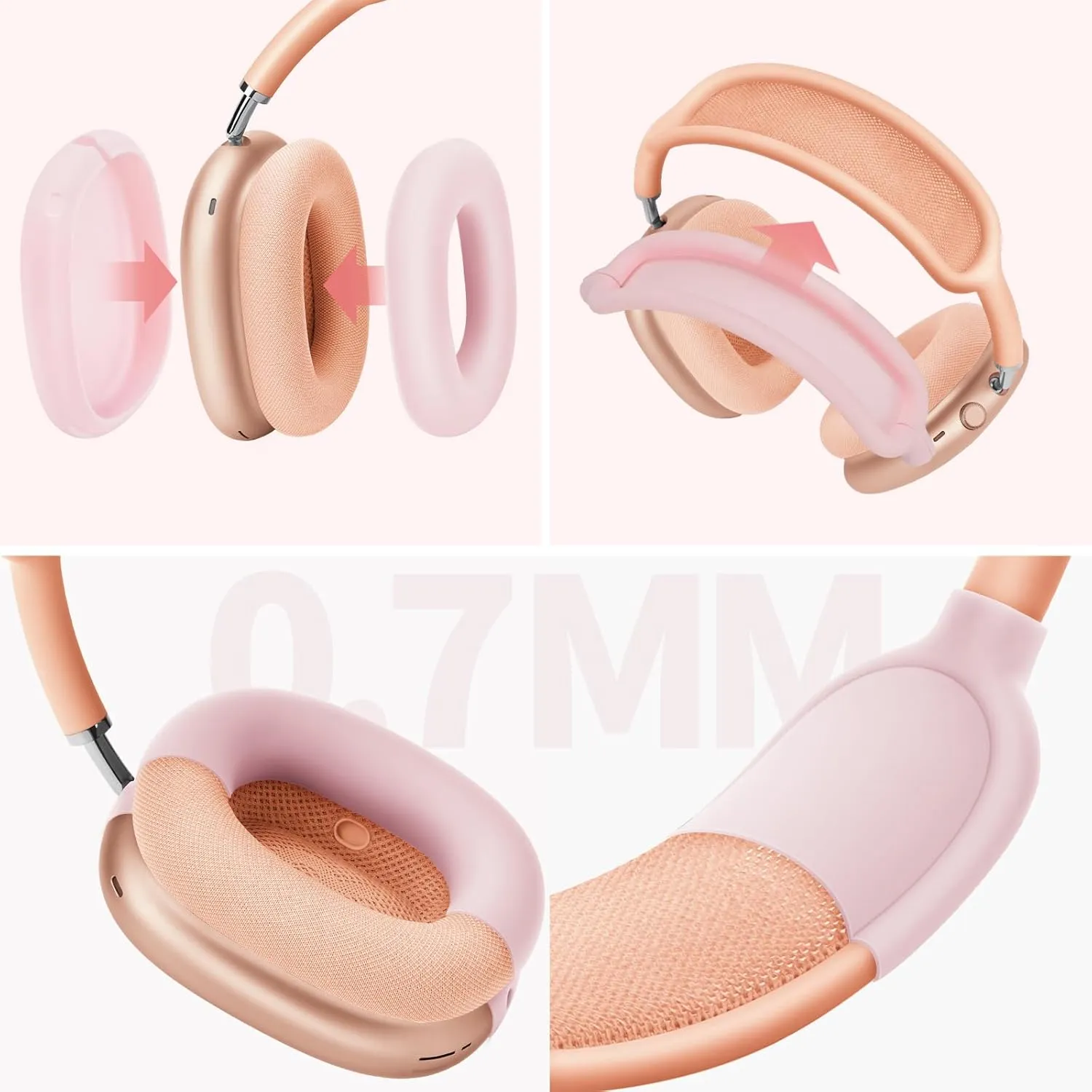 Smart Case for AirPods Max Headphones Supports Sleep Mode, with AirPods Max Silicone Case Cover Anti-Scratch Accessories, Portable Hard Organizer