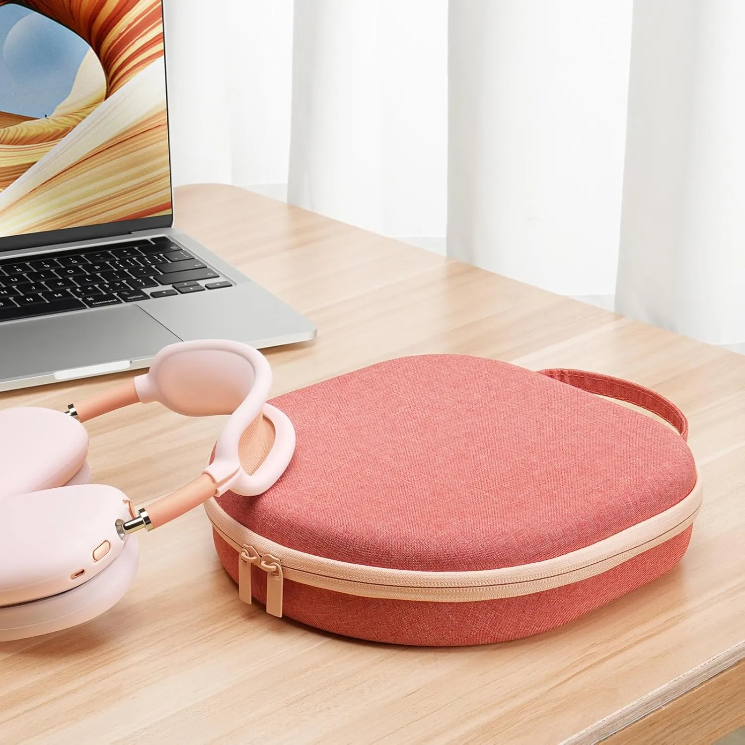 Smart Case for AirPods Max Headphones Supports Sleep Mode, with AirPods Max Silicone Case Cover Anti-Scratch Accessories, Portable Hard Organizer