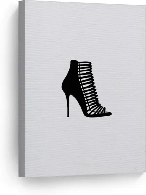 Smile Art Design Sexy Woman High Heels Modern Black and White Glam Fashion Canvas Print Wall Art Office Bathroom Teen Girls Room Women Dorm Bedroom Living Room Wall Decor Rolled Up 40x30
