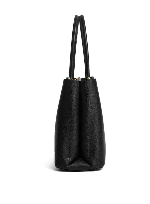 Soft Black Leather Tote - Spacious Handbag for Work & Travel