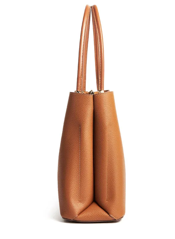 Soft Brown Leather Tote - Spacious Handbag for Work & Travel