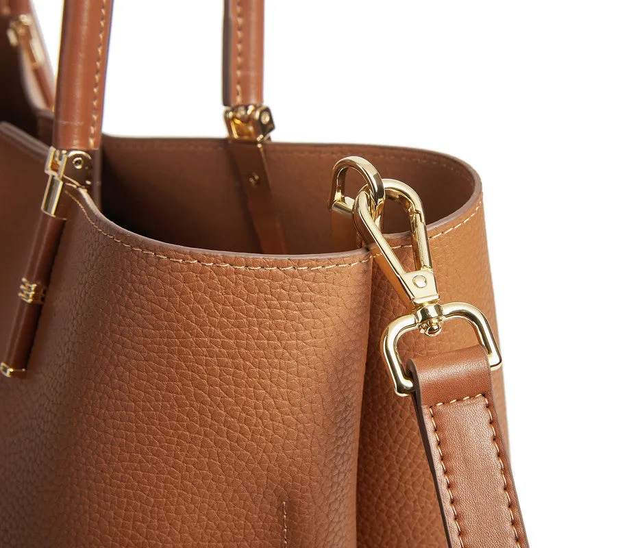 Soft Brown Leather Tote - Spacious Handbag for Work & Travel