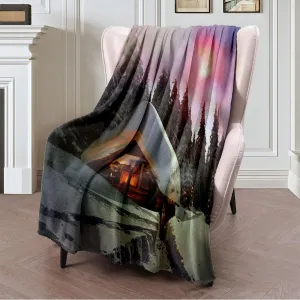 Soft Throw Blanket for Couch, Fuzzy Blankets for Bed Sofa, Climbing Tourist Wild Alpine Mountain Forest Abandoned Parks Outdoor Fantasy Holidays Canopy Star Flannel Blanket Gifts for Women Men, 40x50