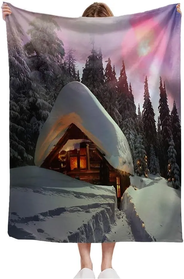 Soft Throw Blanket for Couch, Fuzzy Blankets for Bed Sofa, Climbing Tourist Wild Alpine Mountain Forest Abandoned Parks Outdoor Fantasy Holidays Canopy Star Flannel Blanket Gifts for Women Men, 40x50