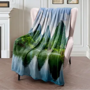 Soft Throw Blanket for Couch, Fuzzy Blankets for Bed Sofa, Water Karst Mountains Limestone Landscape Li Guilin River China Nature Prehistoric Parks Outdoor Flannel Blanket Gifts for Women Men, 50x60
