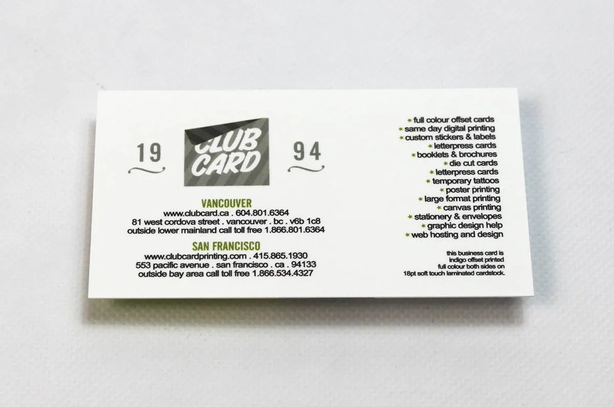 Soft Touch Laminated Business Cards 20pt