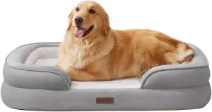 Soft Touch Orthopedic Dog Bed, XL Dog Bed for Extra Large Dogs Washable, Supportive Foam Pet Couch Bed with Removable Washable Cover and Nonskid Bottom, Grey