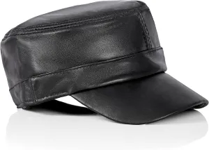 Solid Genuine Lambskin Leather Cap