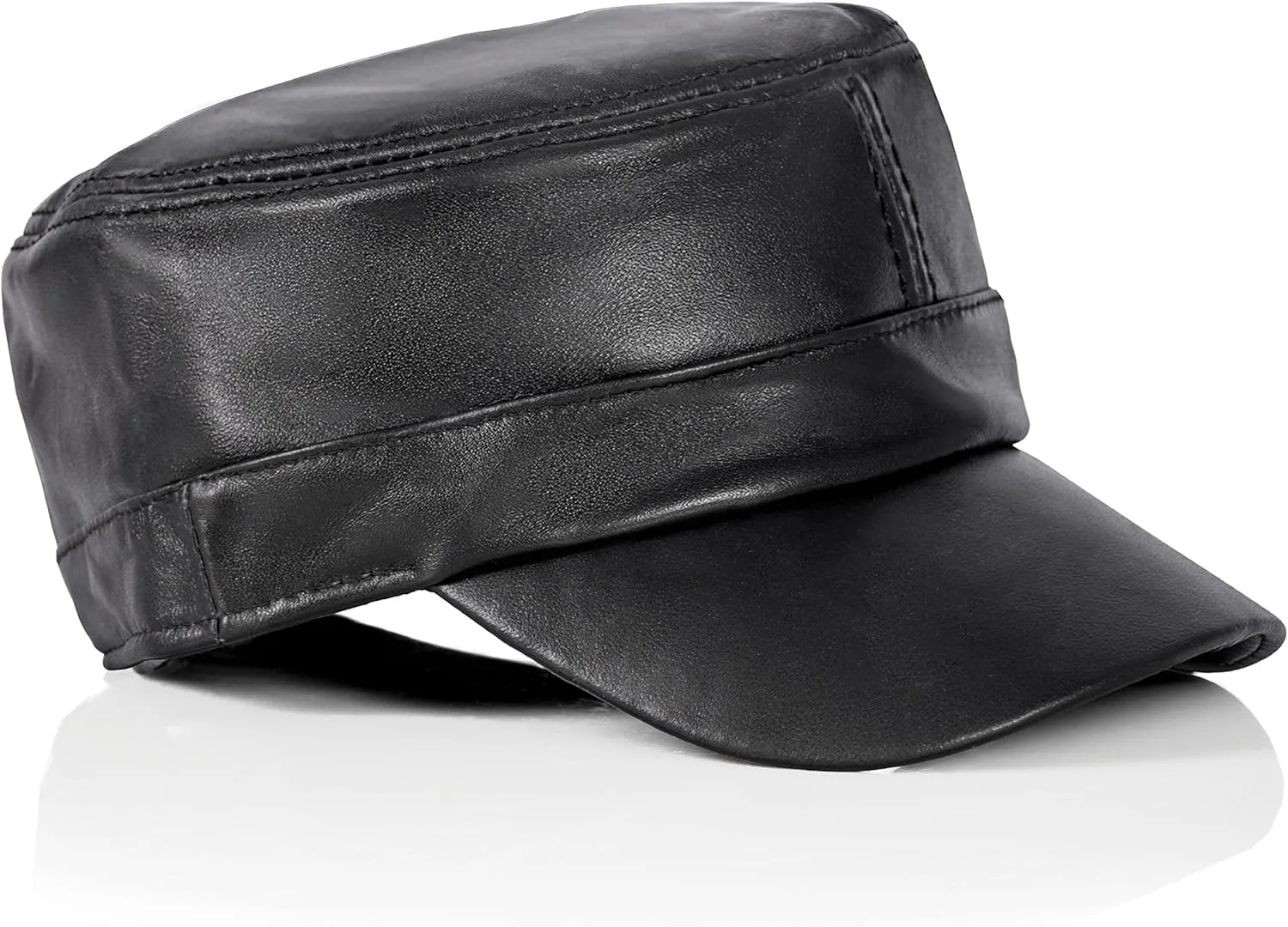 Solid Genuine Lambskin Leather Cap