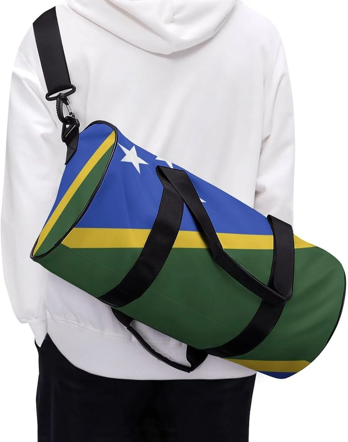 Solomon Lslands Flag Gym Duffel Bag for Women Men Dry Wet Pocket Travel Tote