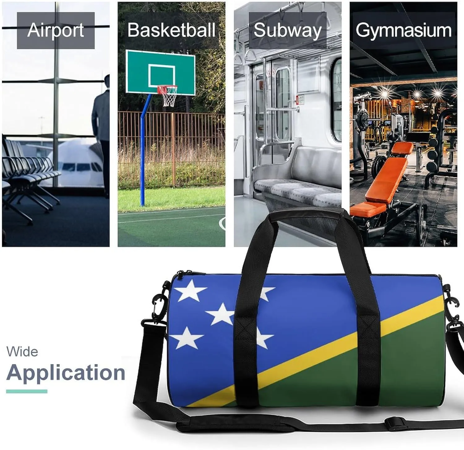 Solomon Lslands Flag Gym Duffel Bag for Women Men Dry Wet Pocket Travel Tote