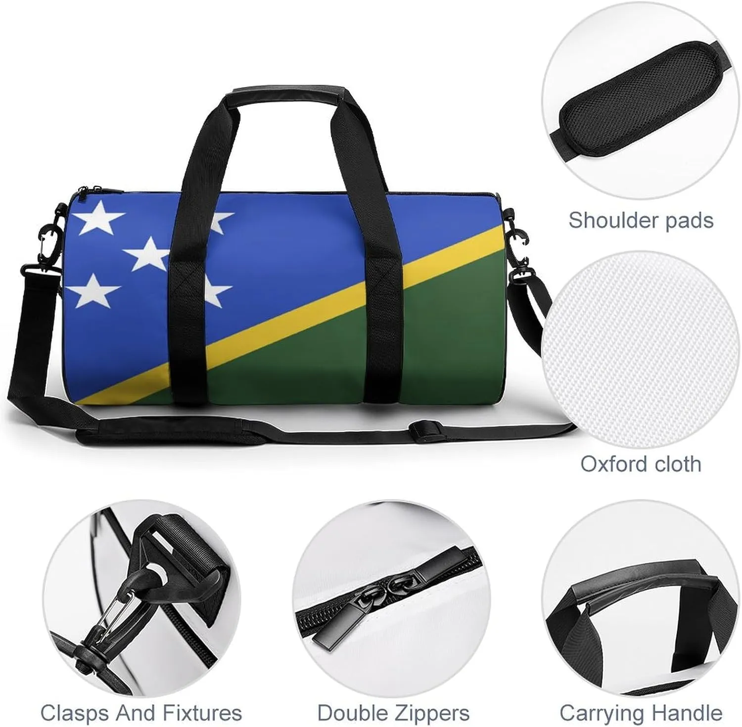 Solomon Lslands Flag Gym Duffel Bag for Women Men Dry Wet Pocket Travel Tote