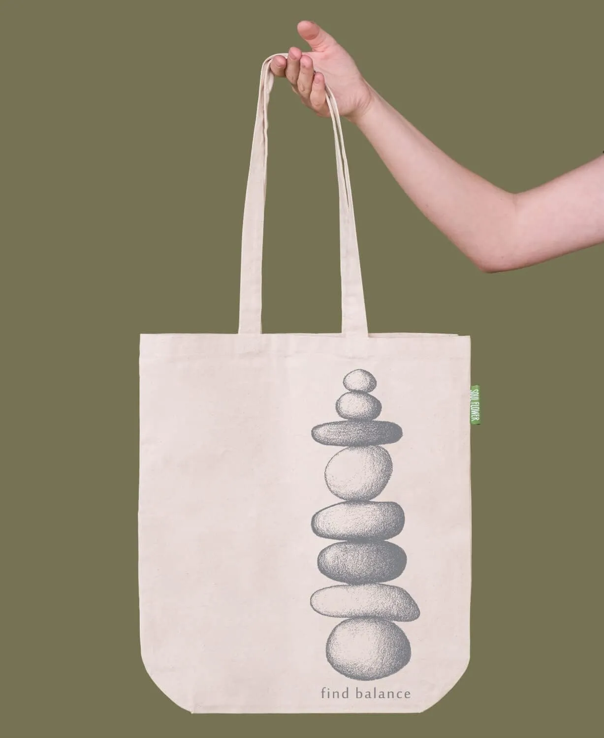 Soul Flower Fair Trade Organic Cotton Eco Tote Bag, Reusable Canvas Shoulder Bag With Graphic Design
