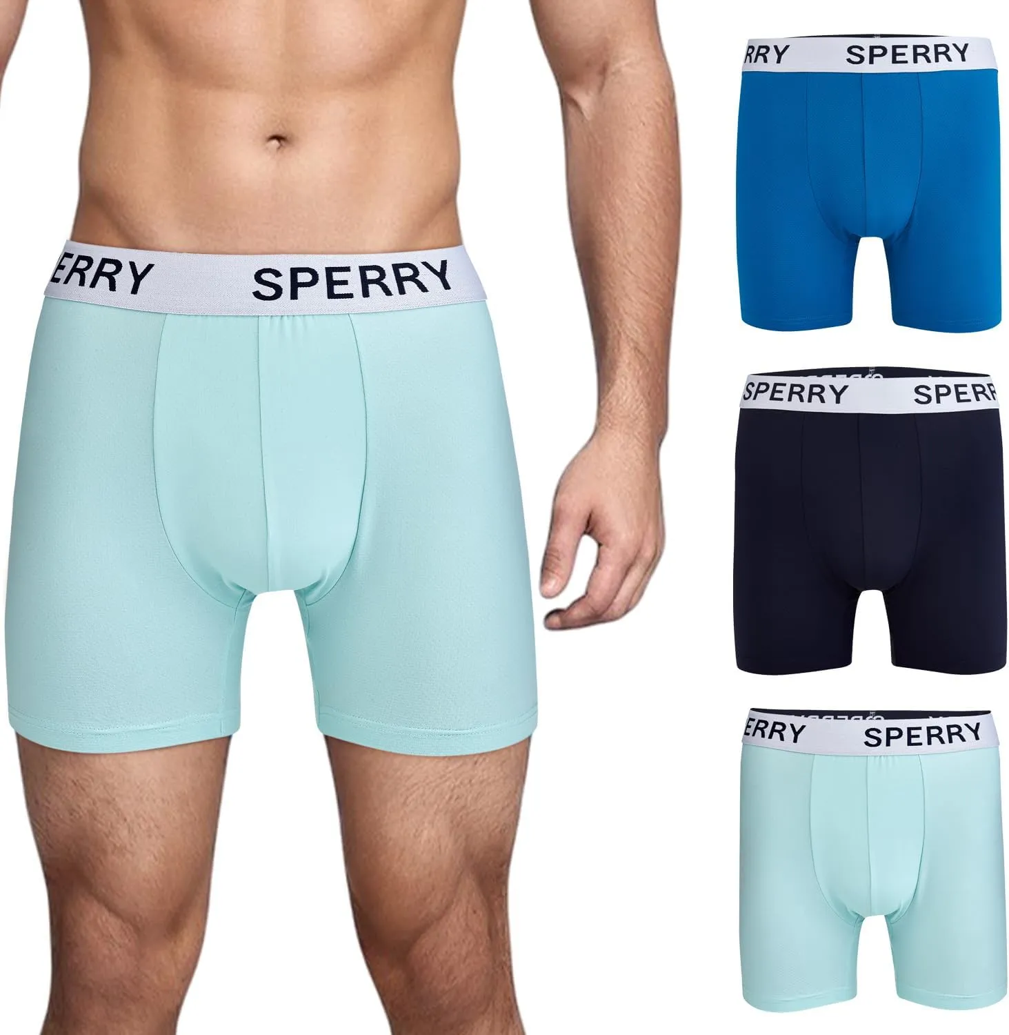 Sperry 3-Pack Mens Quick Dry Performance Mesh Boxer Briefs – Moisture Wicking, Cooling, Breathable Nylon Mens Athletic Boxers