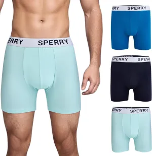 Sperry 3-Pack Mens Quick Dry Performance Mesh Boxer Briefs – Moisture Wicking, Cooling, Breathable Nylon Mens Athletic Boxers