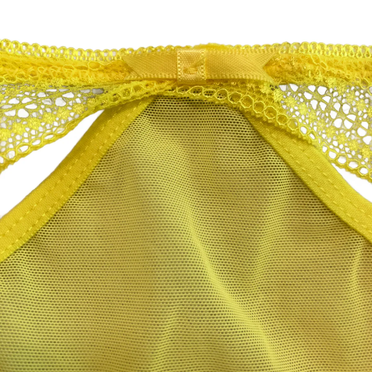 Splendies Yellow Strappy Thong Size 3X Lengerie Mesh Lace Trim New Pair Panties