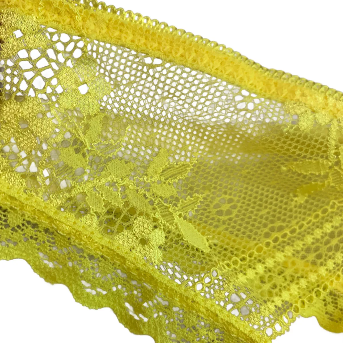 Splendies Yellow Strappy Thong Size 3X Lengerie Mesh Lace Trim New Pair Panties