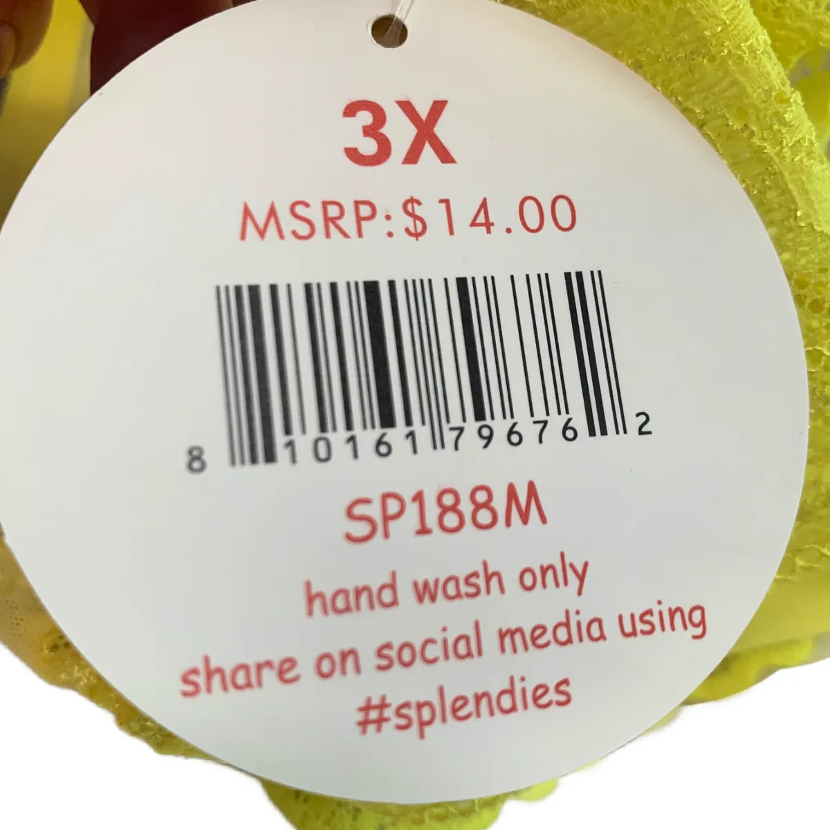Splendies Yellow Strappy Thong Size 3X Lengerie Mesh Lace Trim New Pair Panties